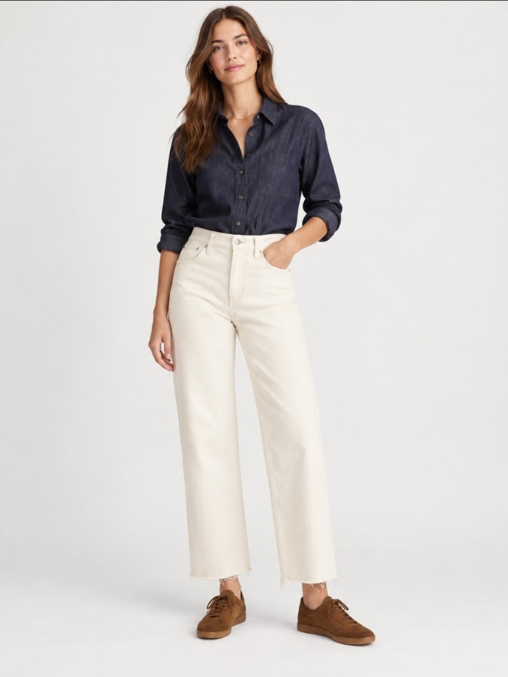 Madewell Off-White High-Rise Wide-Leg Jeans R Size W 28 T